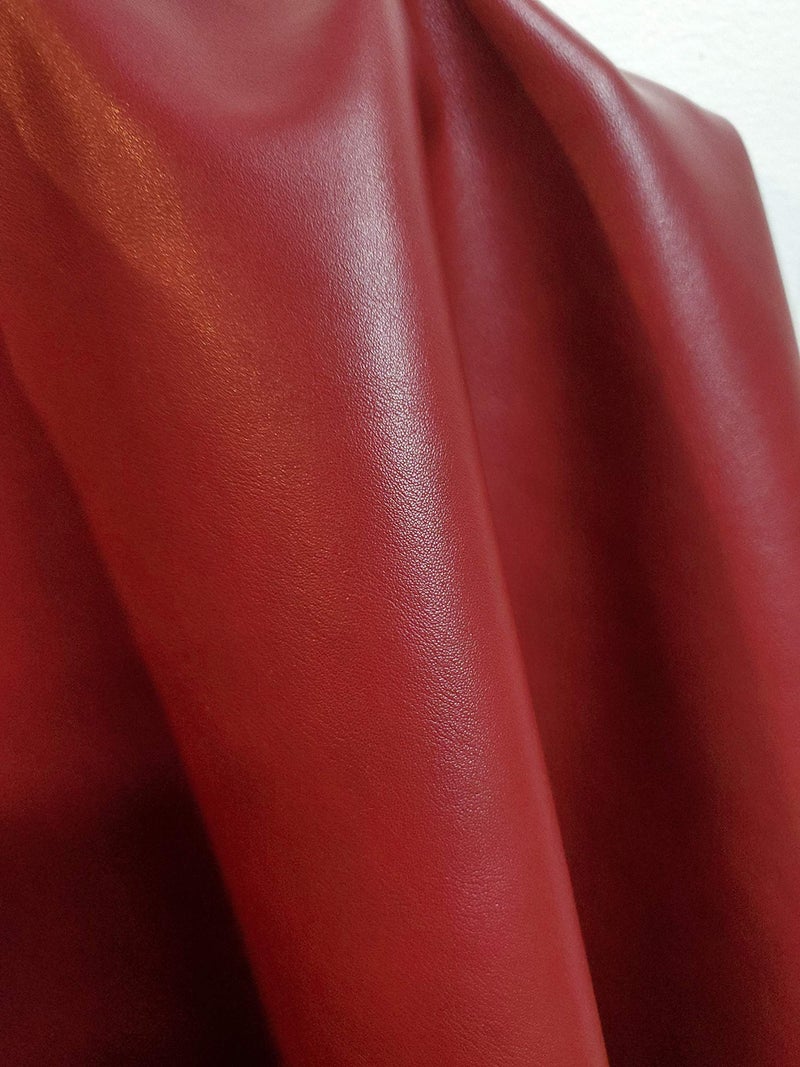 NAT Leathers | Burgundy Soft Faux Vegan Leather PU (Peta Approved Vegan) | 1 Yard (36 inch Long x 54 inch Wide) Cut by The Yard | Synthetic Pleather Nappa 0.9 mm Smooth Upholstery | 36"x54" - Image 1